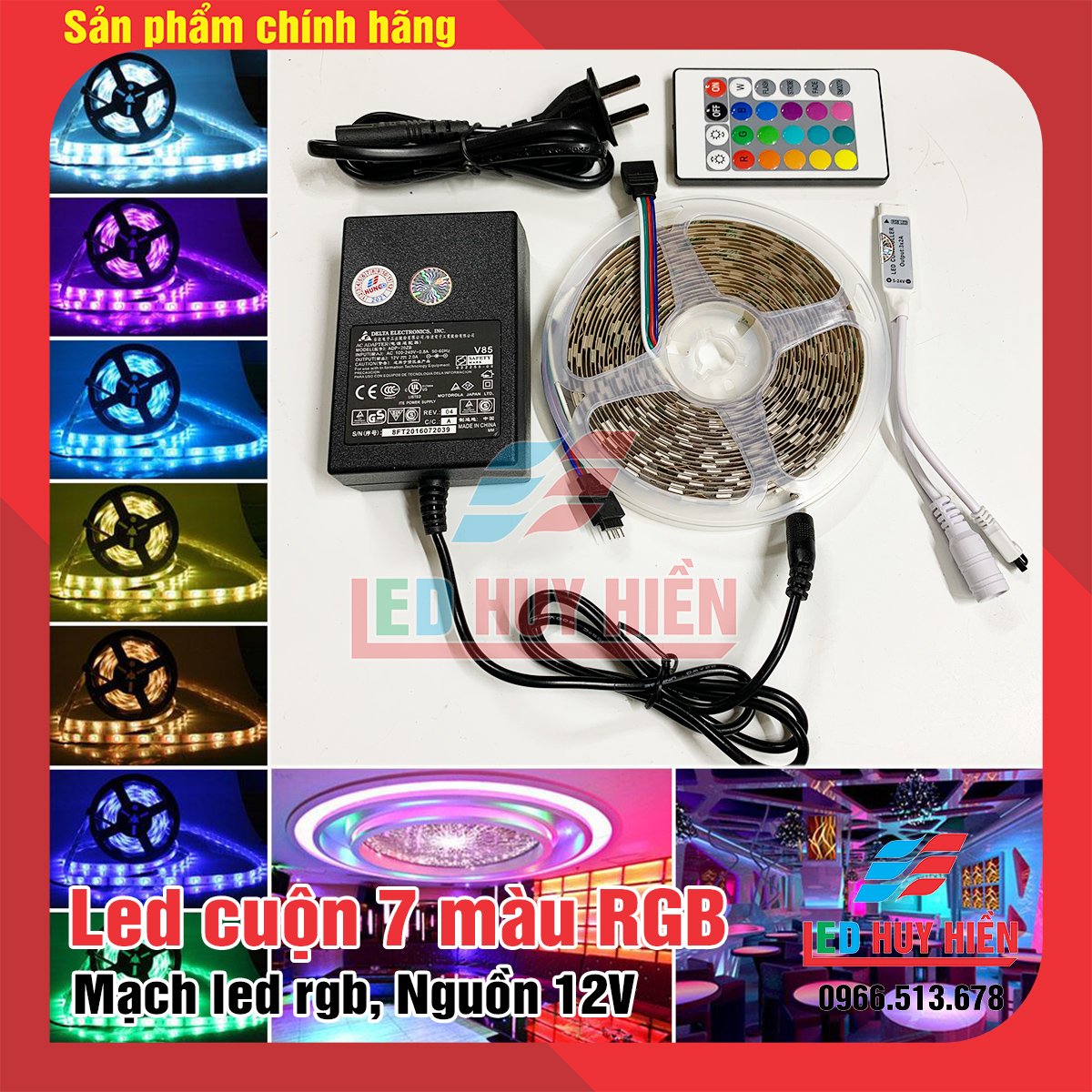 Cuộn Led dây RGB 5050, led cuộn 7 màu 5 mét, đèn LED tiktok