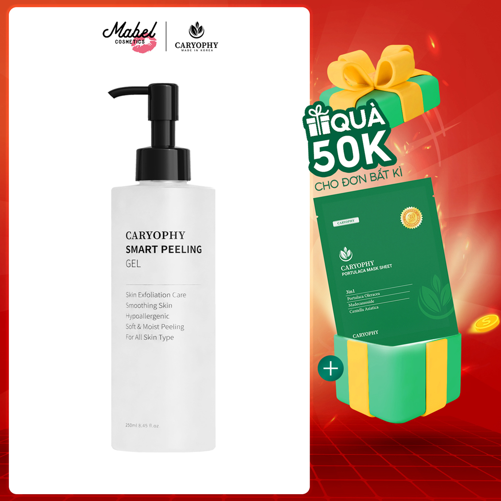 Gel tẩy tế bào chết vật lý cho da mụn nhạy cảm Caryophy Smart Peeling Gel Hàn Quốc 250ml
