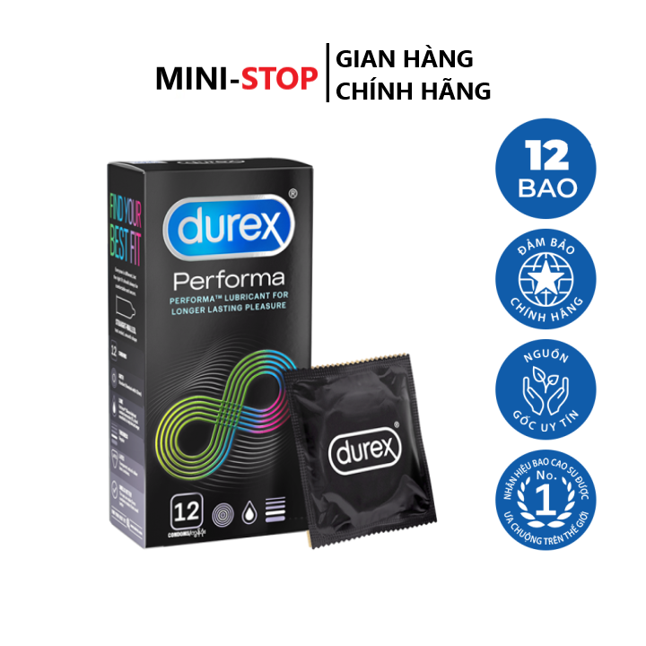 Bao cao su Durex Performa kéo dài thời gian hộp 12 cái - Thăng hoa cảm xúc