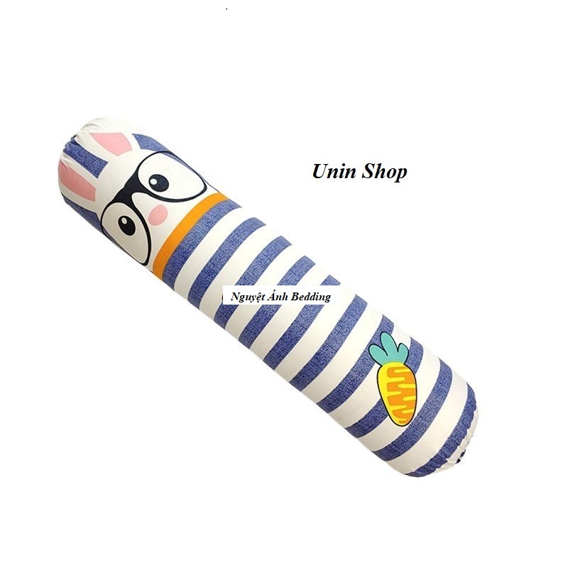 Gối ôm dài người lớn - có vỏ kèm ruột bông cao cấp poly cotton dài 100cm dùng ôm ngủ, gác chân, tựa lưng - Chăn ga gối Moon Shop [Thỏ Đeo Kính]]