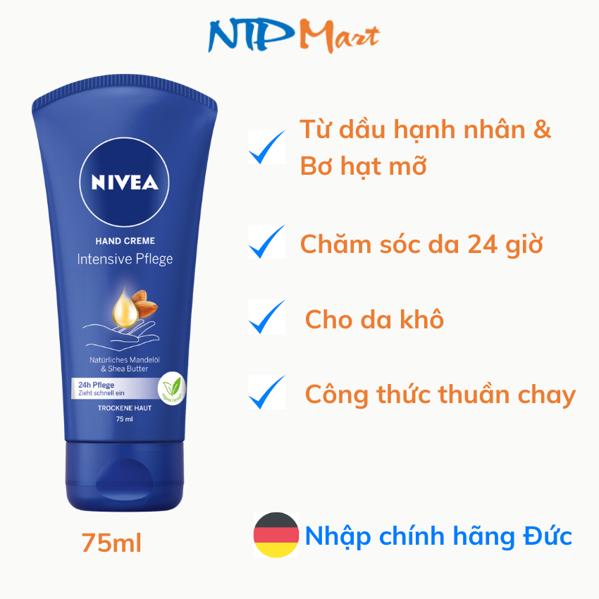 Kem dưỡng da dưỡng ẩm da tay NIVEA nhập khẩu từ Đức, dung tích 75ml