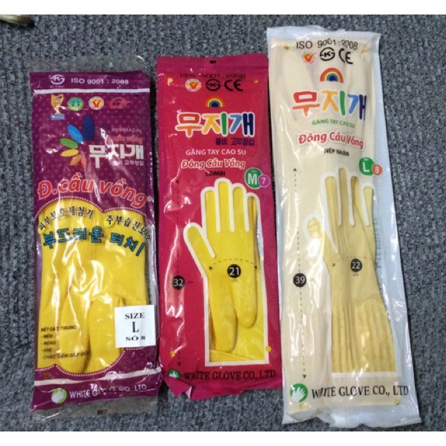 Găng bao tay cao su thiên nhiên 2 loại (Vàng nhạt) dùng vệ sinh chà sàn nhà tắm rửa chén)