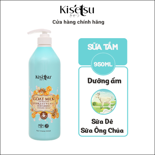 Sữa tắm dưỡng ẩm trắng da kisetsu hương sữa dê, sữa ong chúa - 950ml