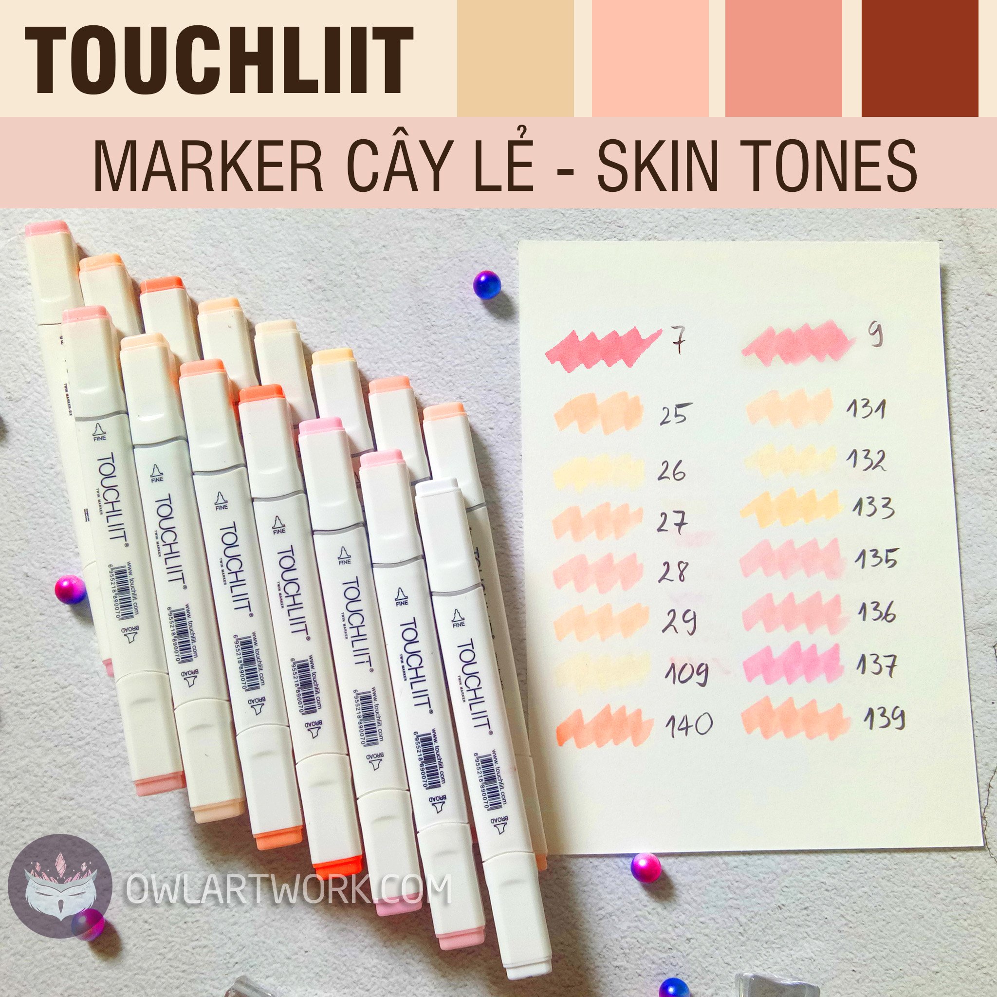 [HCM]CÂY LẺ - Bút Marker TOUCHLIIT Tone Màu Da - Skin Tone