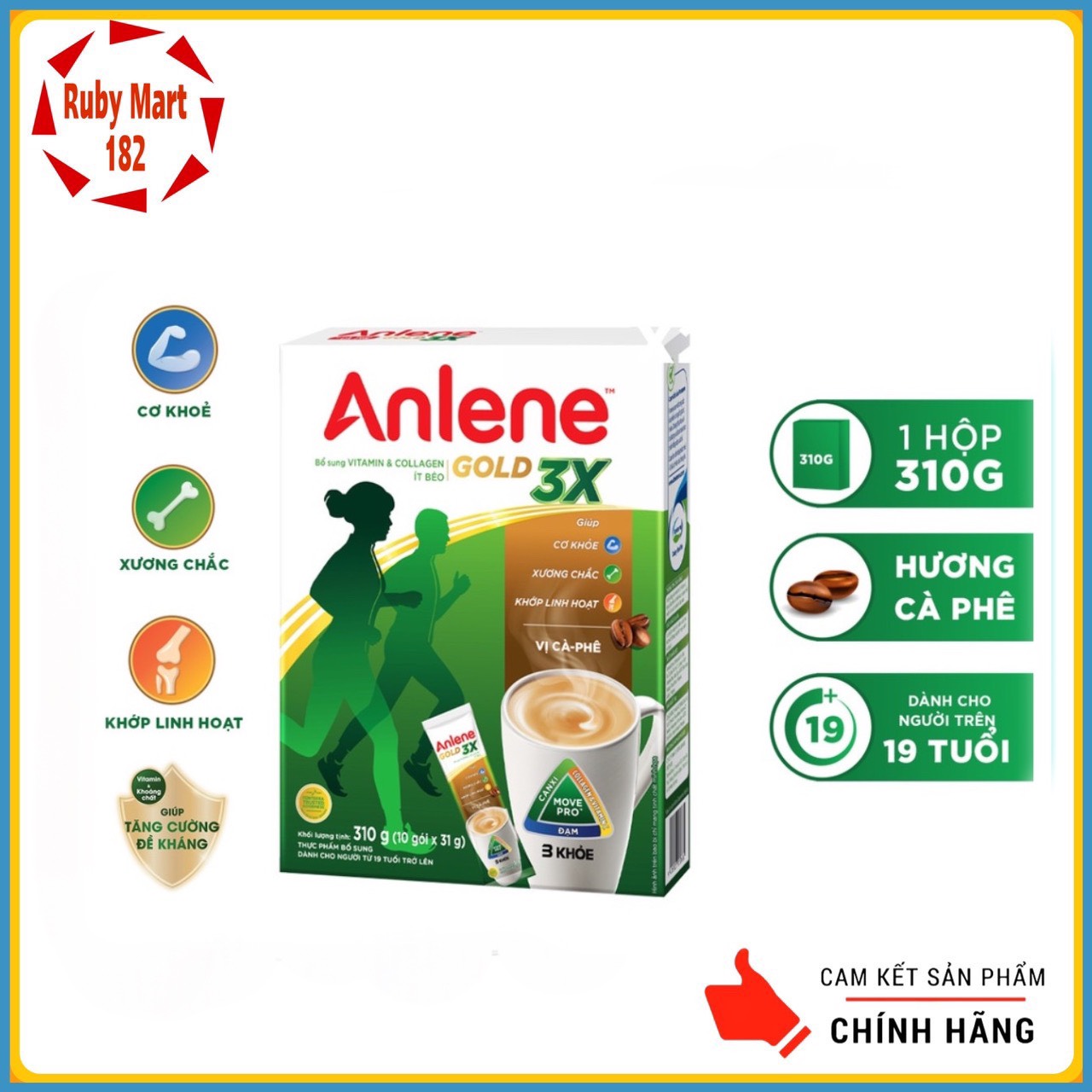 Sữa bột anlene gold 3x vị cà phê 10x31g
