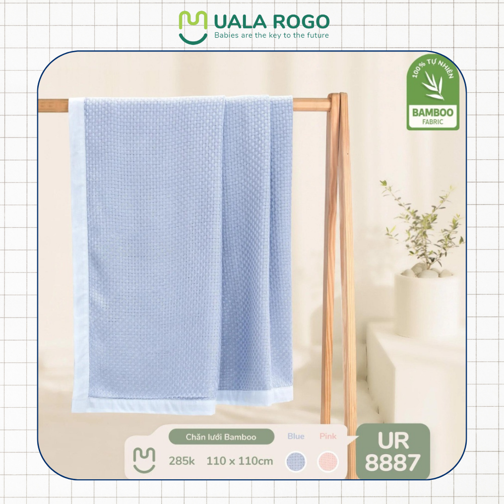 Chăn lưới sợi tre Uala rogo vải sợi tre Bamboo mềm co giãn khử khuẩn 105*120cm 8887