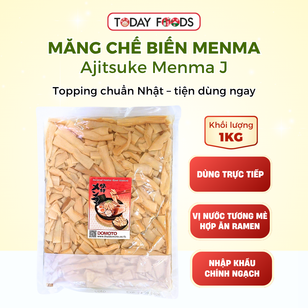 Măng Chế Biến Menma Domoto 1KG – Món Măng ăn liền cho mì ramen và món Nhật