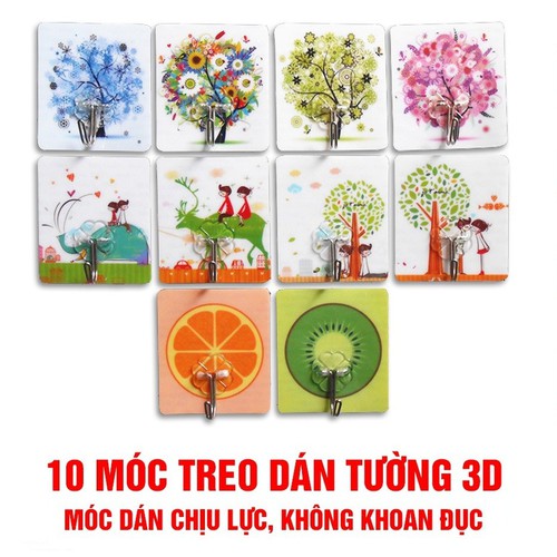 Combo 10 móc dính tường chịu lực 3D