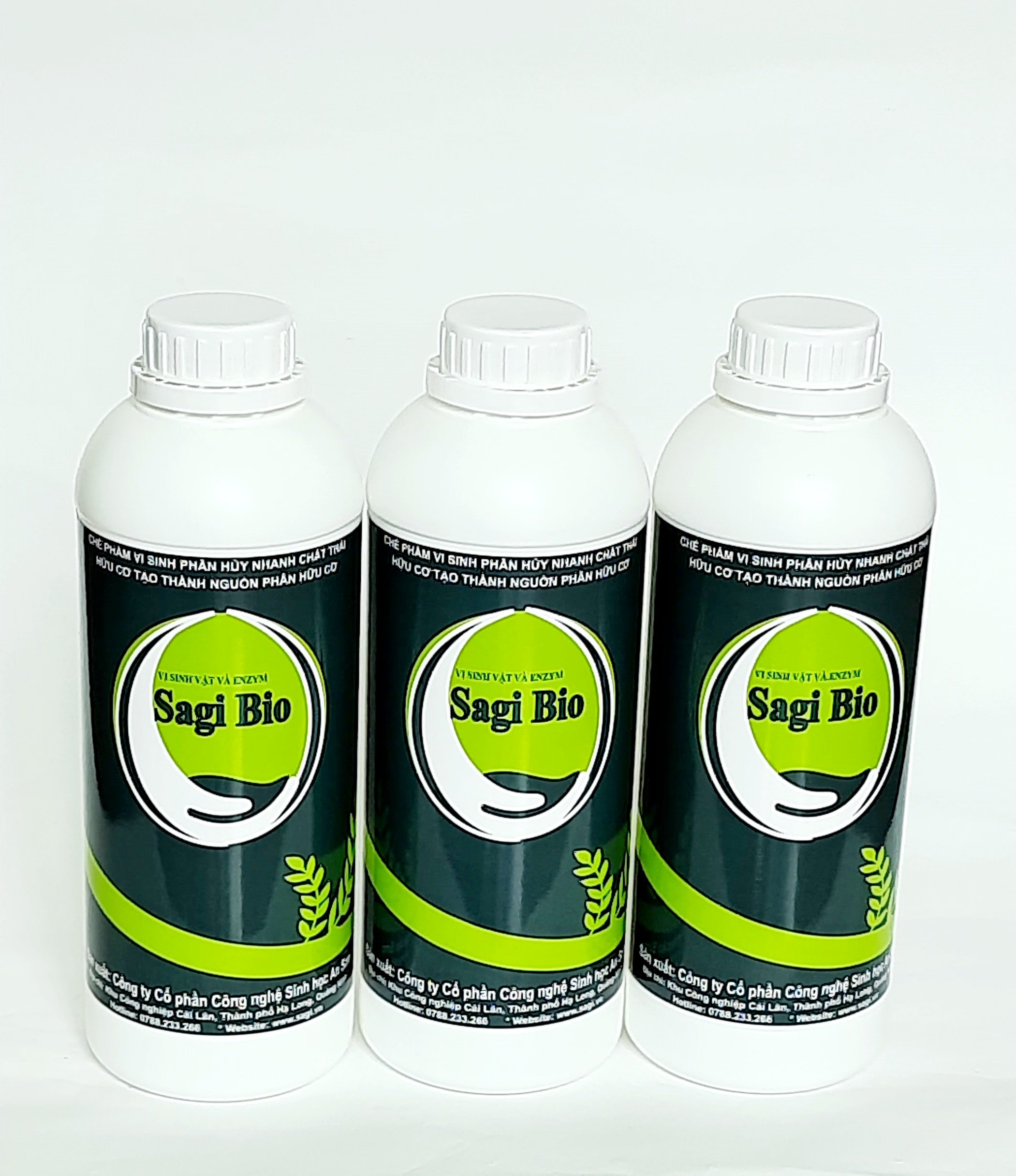 Chế phẩm vi sinh ủ phân hữu cơ SagiBio - Combo 03 chai 1 lít.