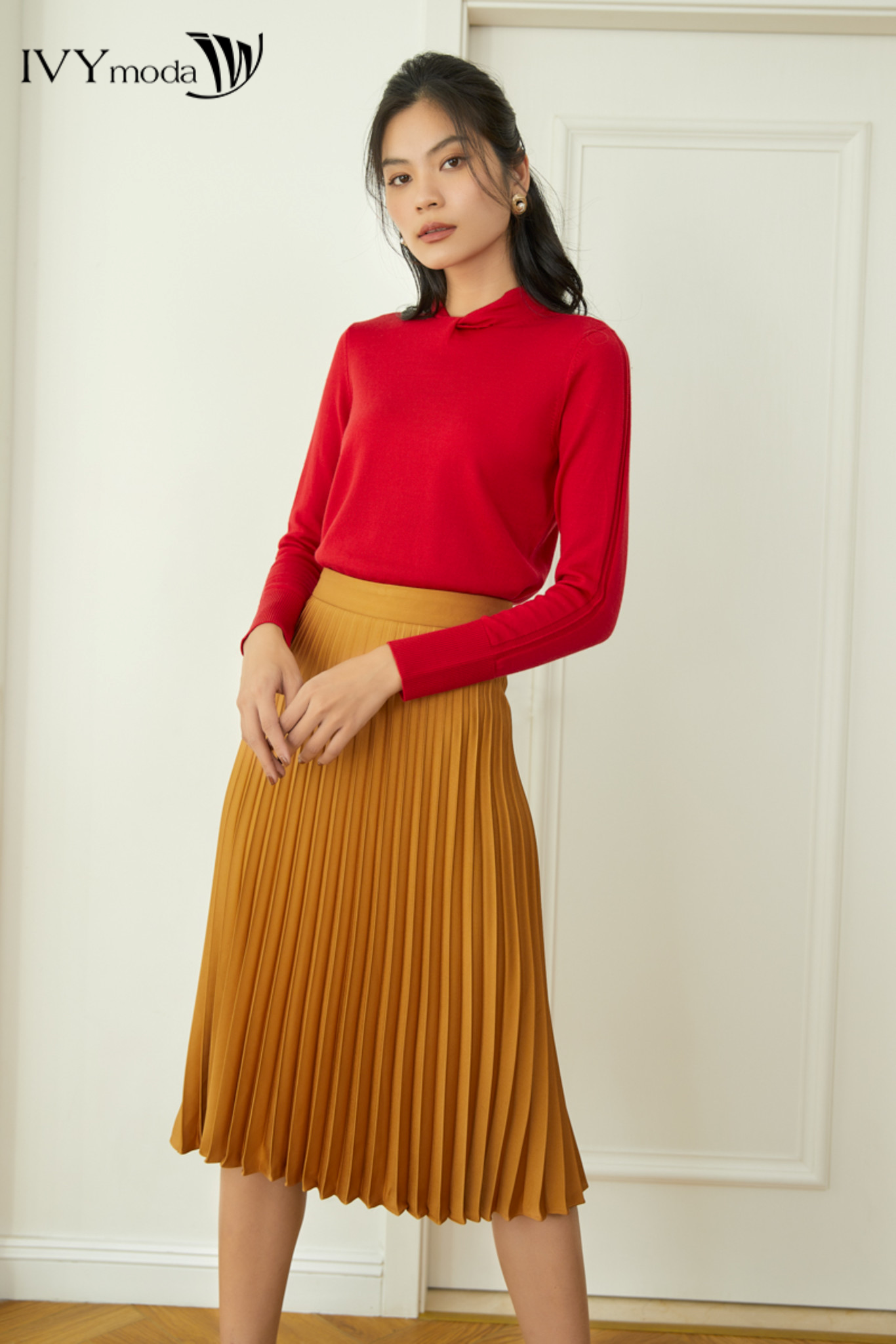 Áo len nữ cổ xoắn chất liệu len lông cừu cao cấp ivy moda ms 58b7972