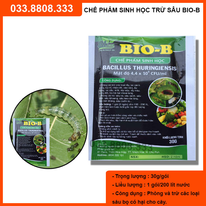 [Ảnh thật] 10 Gói Trừ sâu sinh học BIO-B ( 30gram) -dùng cho sâu xanh, sâu khoang, nhện đỏ, bọ trĩ...
