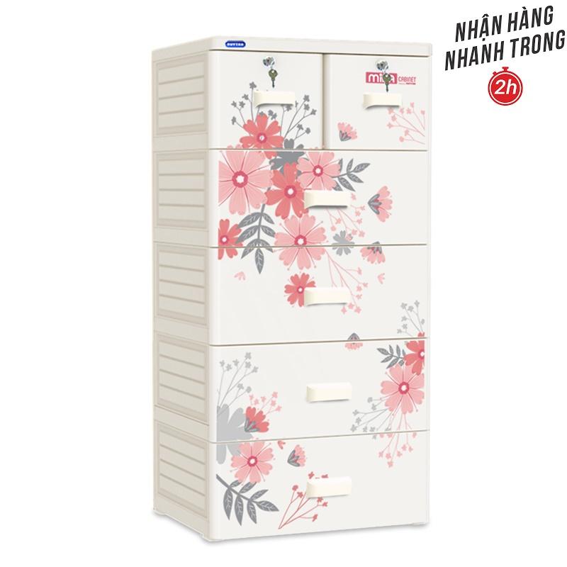 TỦ NHỰA DUY TÂN TRẮNG HOA TÍM 2019  5 TẦNG- GIAO NHANH 2H LIÊN HỆ SHOP