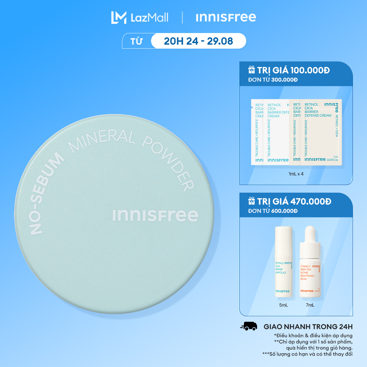 Phấn phủ bột kiềm dầu INNISFREE No Sebum Mineral Powder 5g