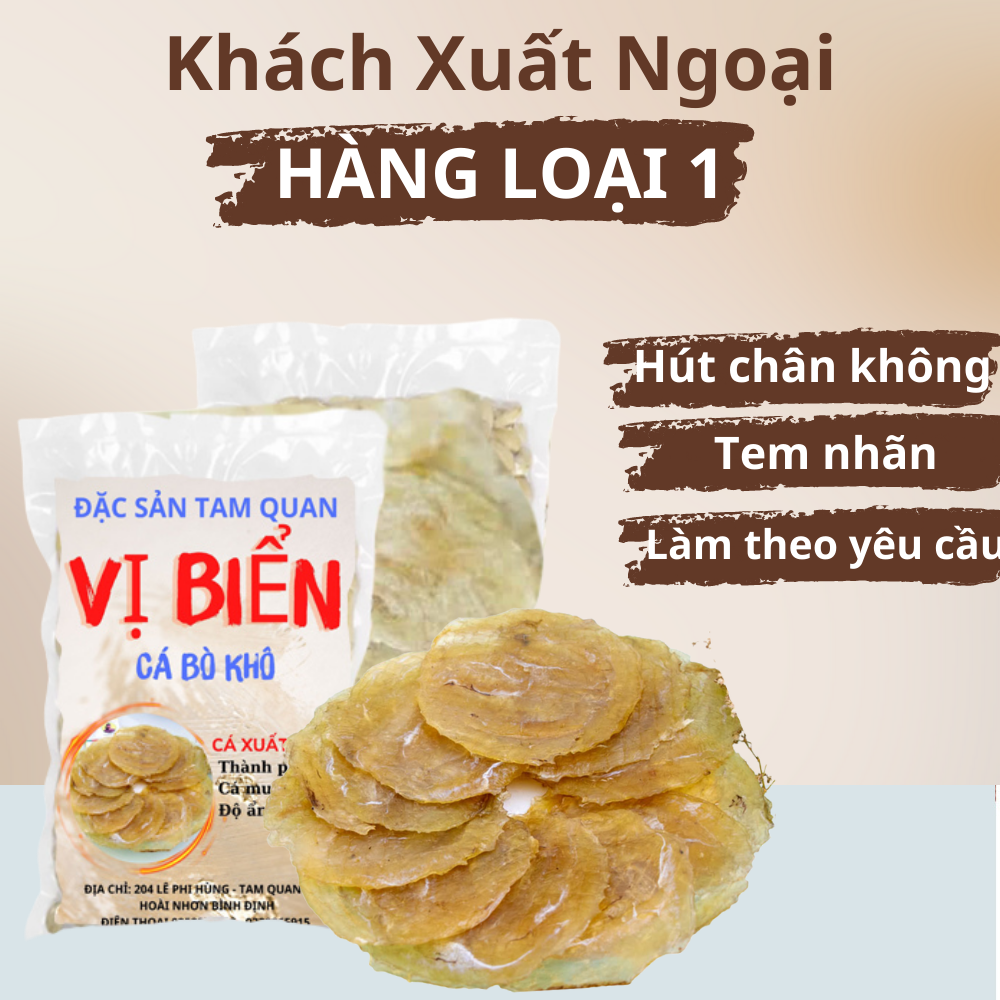 Cá bò khô loại 1 cao cấp nguyên chất 500gr, cá bò khô tẩm gia vị, hải sản khô loại tròn chuẩn vị dân biển, khô cá bò ép miếng 1 nắng