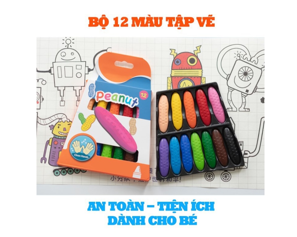 Hộp 12 Màu Tập Vẽ Hữu Cơ Tự Nhiên An Toàn Cho Bé