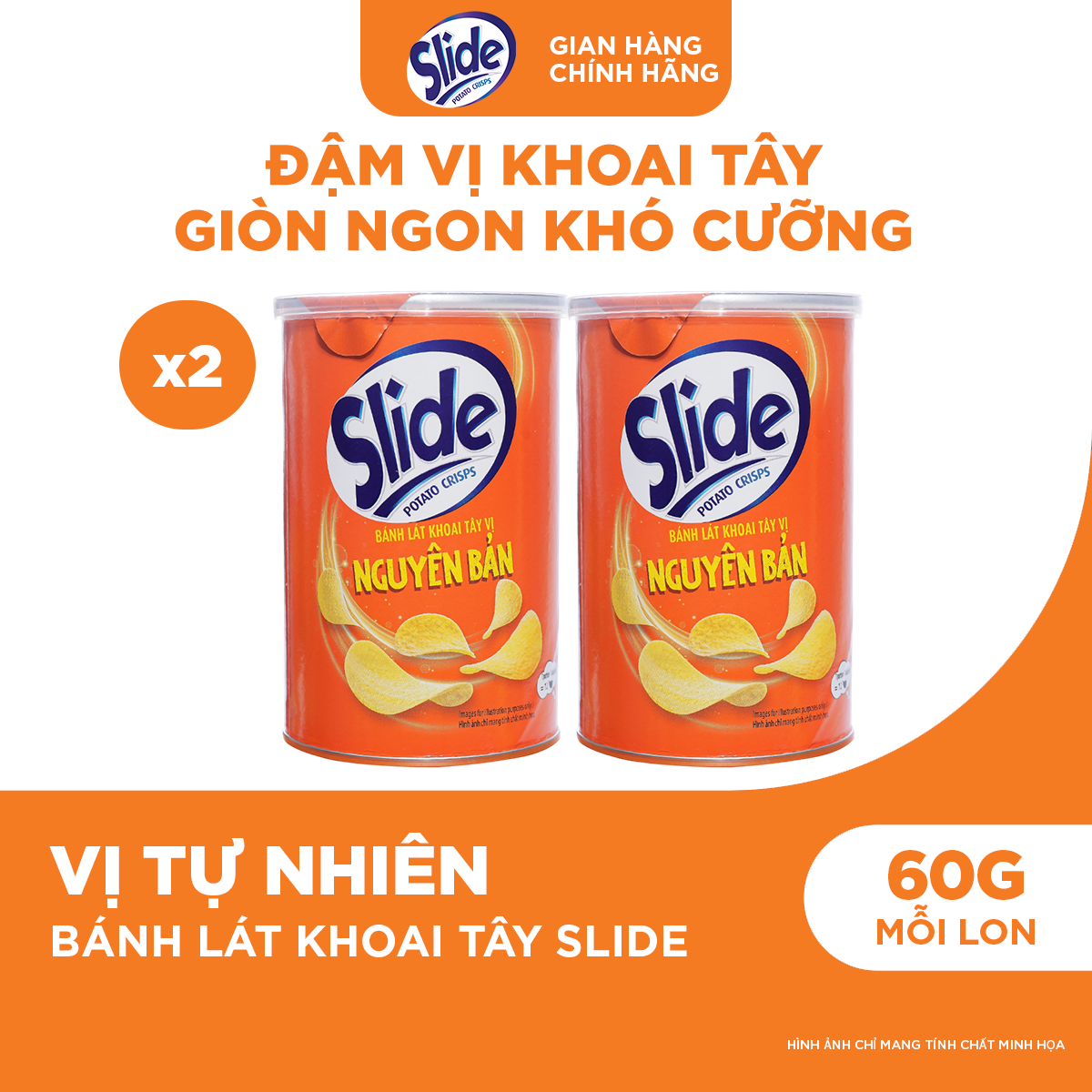 Combo 2 Lon Bánh Lát Snack Khoai Tây Slide Vị Vị Tự Nhiên 60g