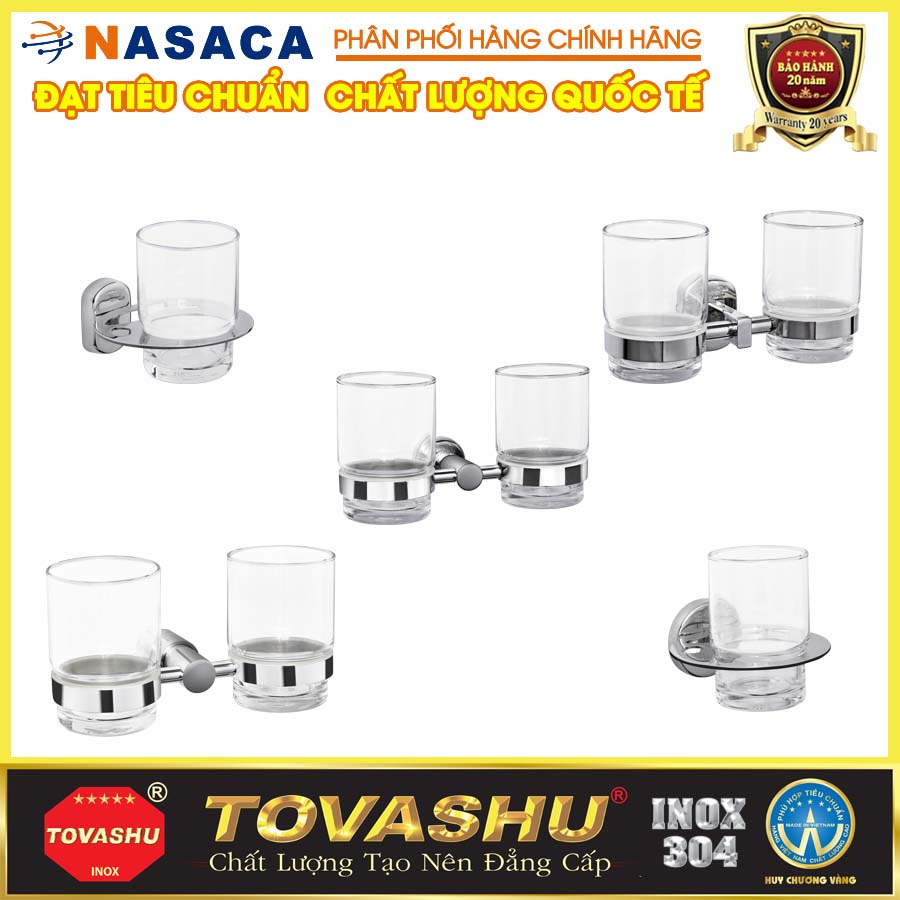 Kệ ly treo tường nhà vệ sinh nhiều kiểu dáng inox TOVASHU