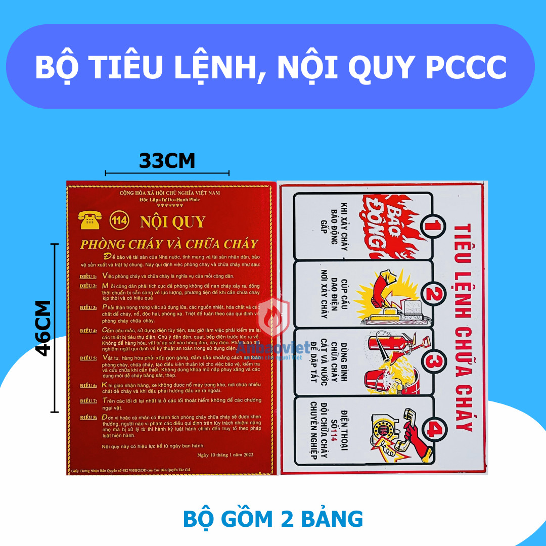Bảng Tiêu lệnh nội quy PCCC bằng tôn thiếc