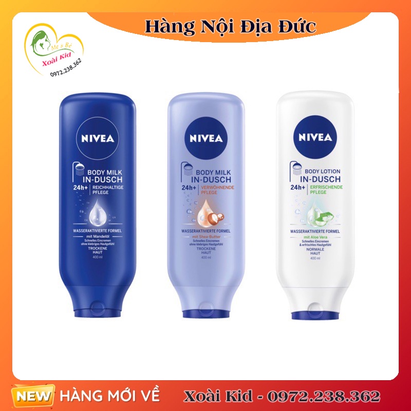 Kem xả tắm và dưỡng trắng toàn thân nivea 400ml – nội địa đức đủ bill