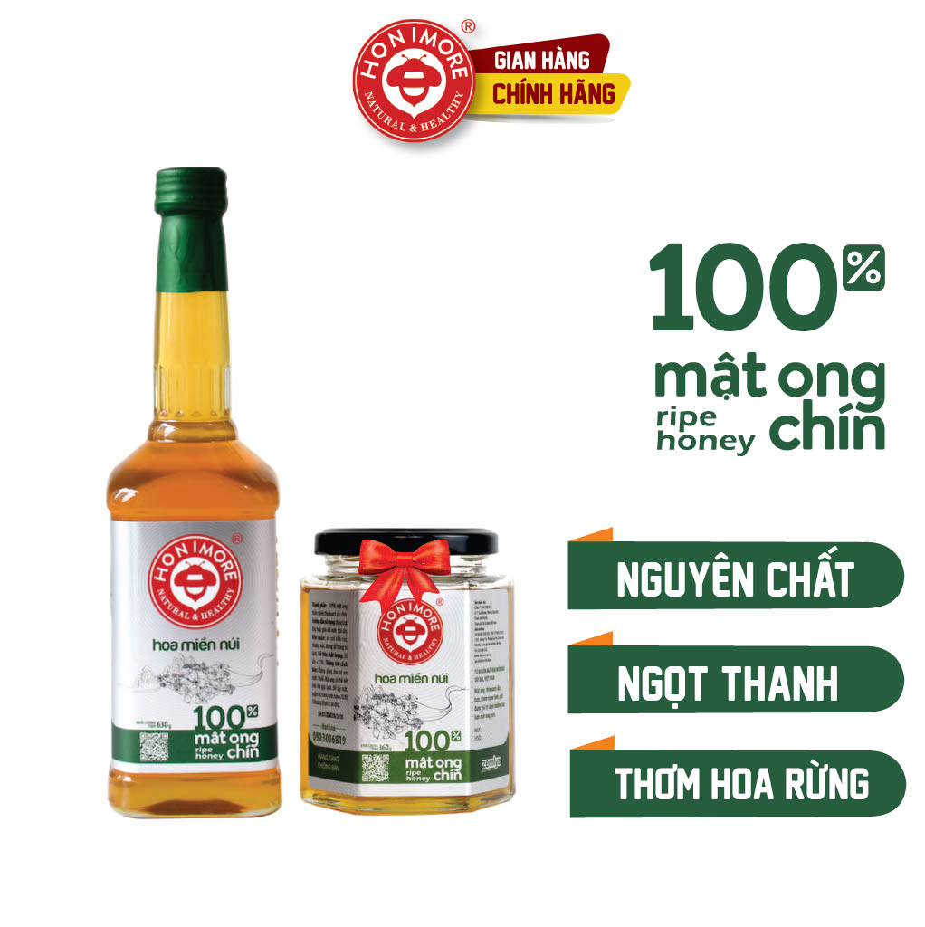 Mật ong chín Honimore Hoa Miền Núi 630g + Mật ong hoa xuyến chi 360g - Mật ong rừng nguyên chất, thu hoạch chín tổ