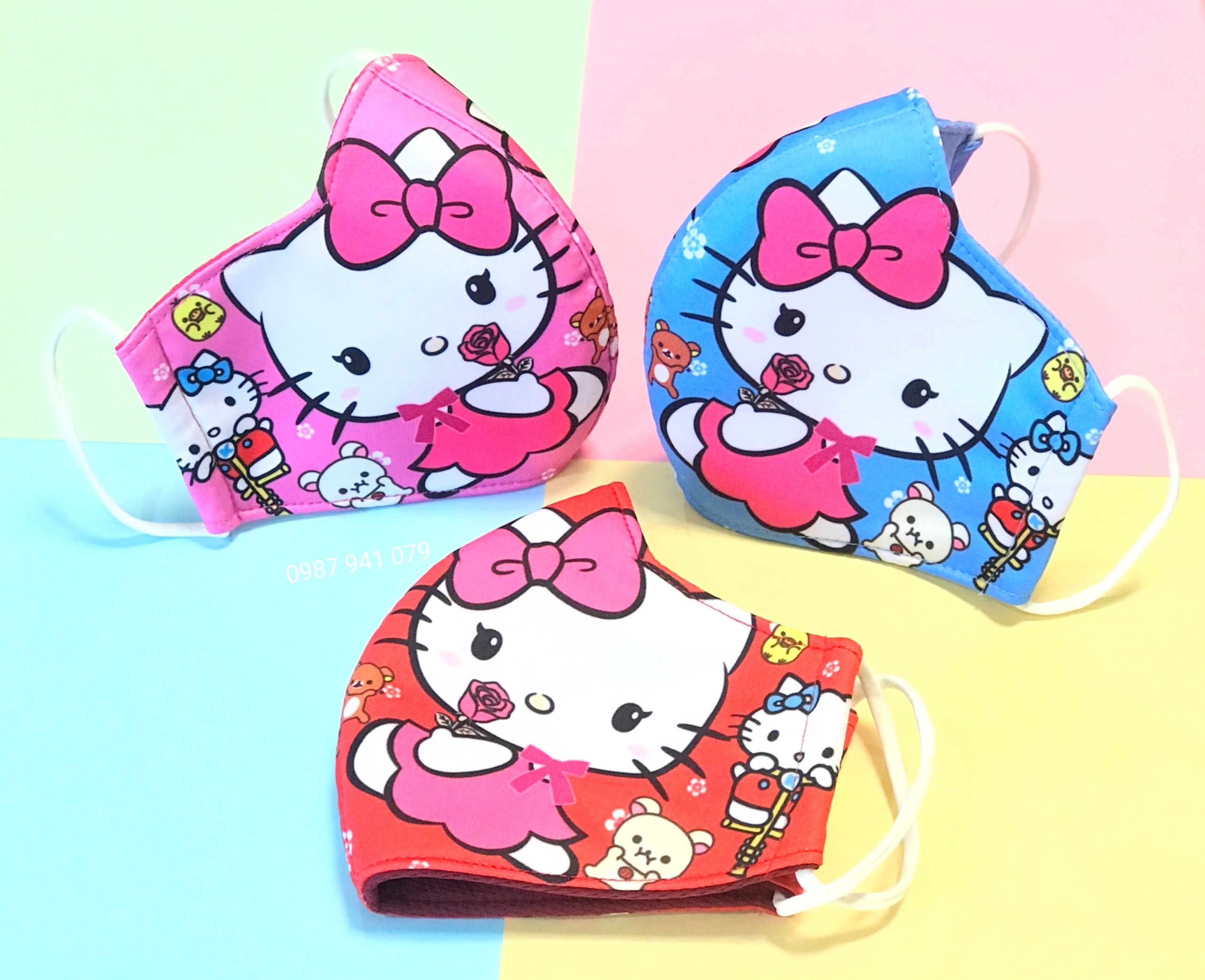 Khẩu trang vải Hello Kitty cho bé gái từ 4 đến 10 tuổi