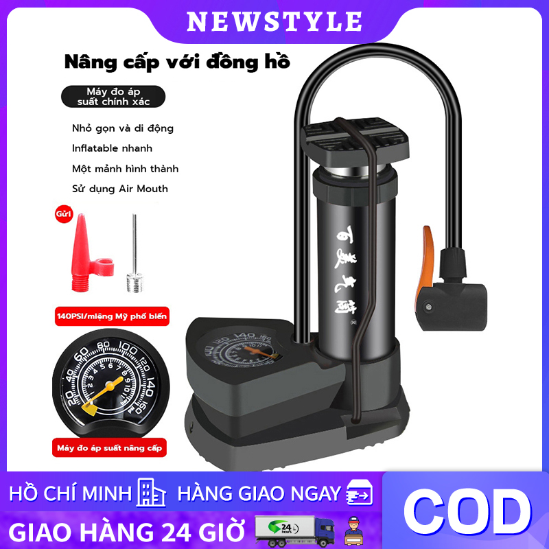 ⚡Miễn Phí Vận Chuyển⚡Bơm xe máy xe đạp nhỏ gọn đầu van đa năng Bơm Xe Đạp Áp Suất Cao