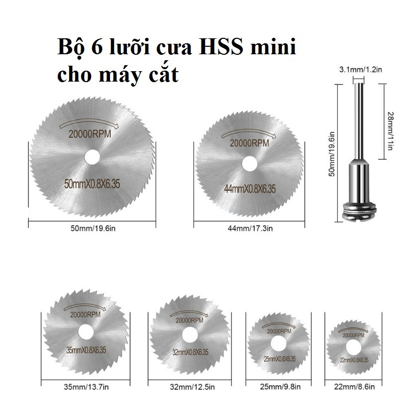 Bộ 6 lưỡi cưa mini thép HSS gắn máy khoan