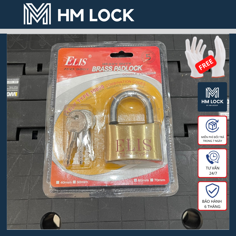 Ổ khoá móc elis 50mm chìa răng - hàng chính hãng - iso9001