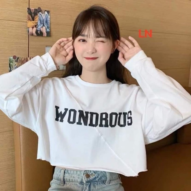 Áo Thun Nữ, Áo Croptop Nữ Dài Tay, WONDROUS