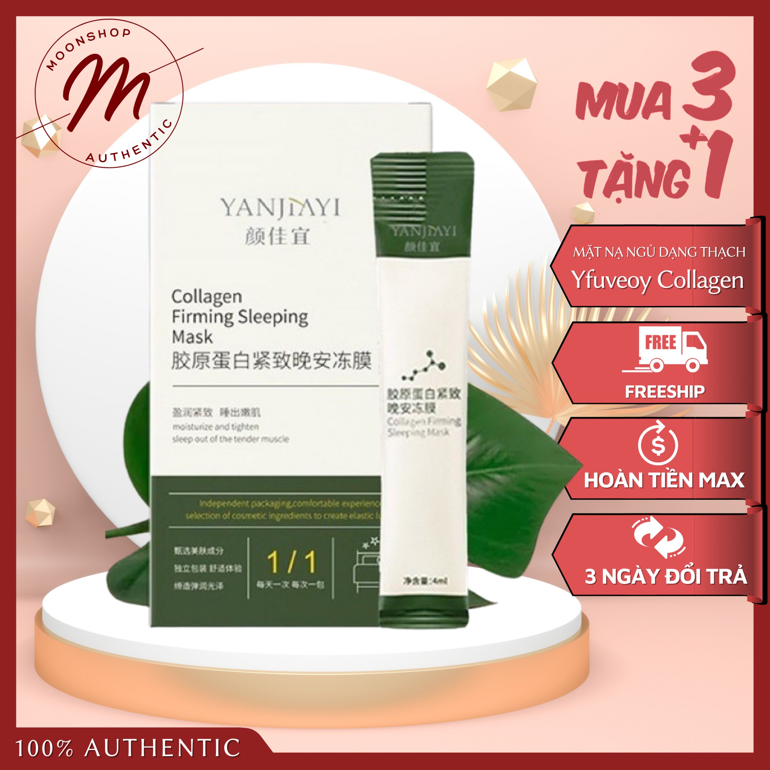 Hộp 20 gói mặt nạ ngủ thạch nâng cơ căng bóng Yfuveoy Collagen Your Skin Senabeauty