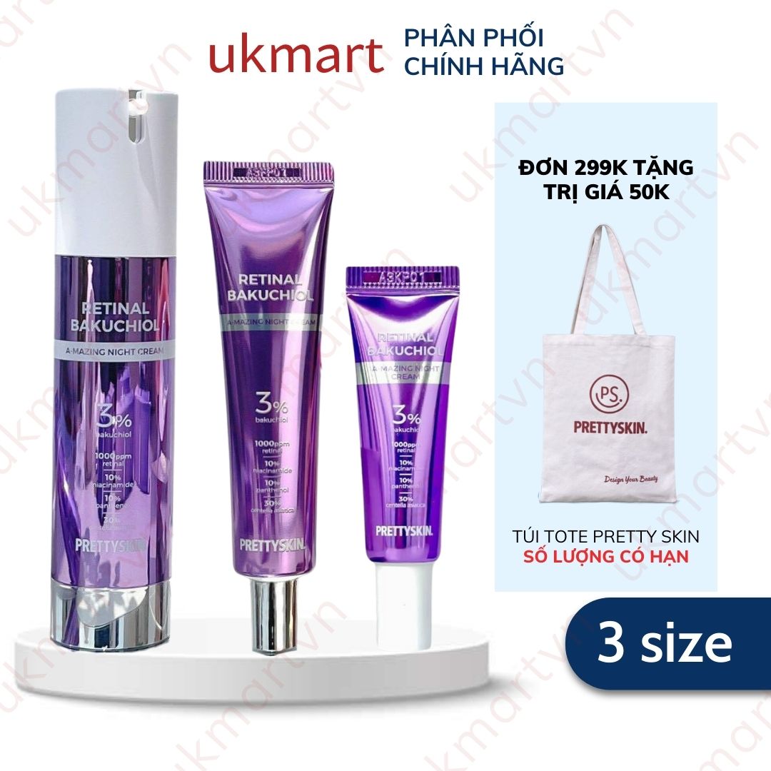 Kem dưỡng ban đêm tái tạo, phục hồi và trẻ hóa làn da pretty skin retinal bakuchiol a-mazing night cream