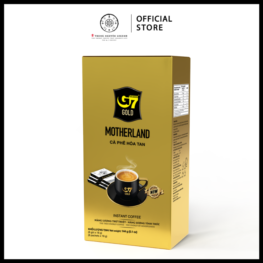 Trung Nguyên Legend - Cà phê sữa hòa tan G7 Gold Motherland - Hộp 8 gói x 18gr