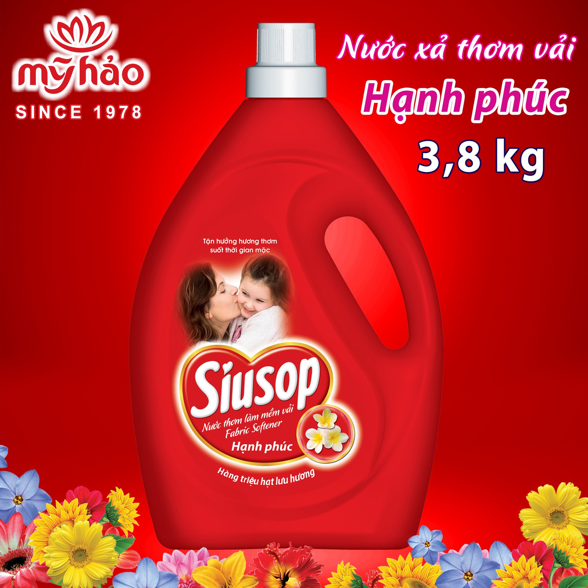 Nước Xả Vải SIUSOP Trái Tim Đỏ Hạnh Phúc (Chai 3,5kg) - MỸ HẢO