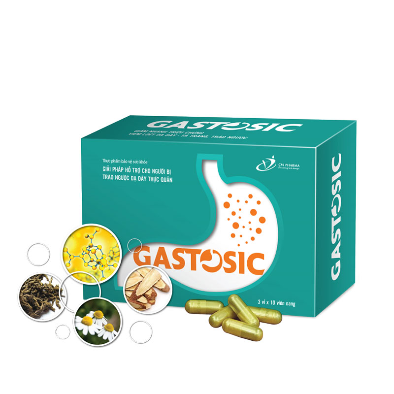 Viên uống thảo dược hỗ trợ Trào ngược Dạ Dày Gastosic hộp 3 vỉ x 10 viên nang mềm