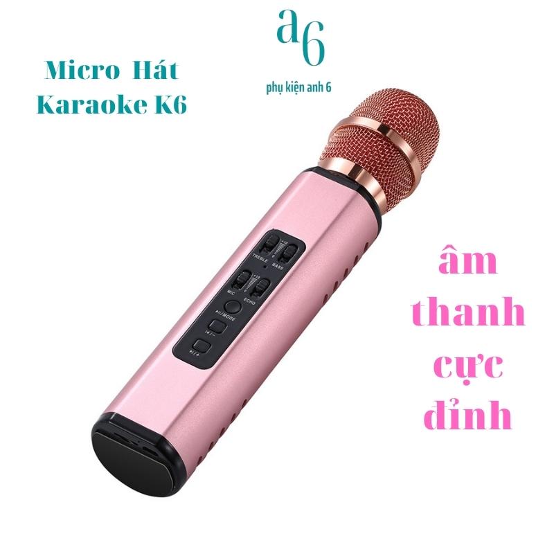 Micro Bluetooth Không Dây Hát Karaoke K6,Mic hát karaoke bluetooth chất âm cực đỉnh