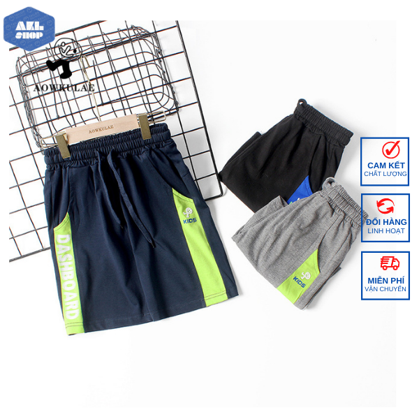 Quần đùi bé trai 25kg đến 45kg hãng AKL, quần short cho bé trai size đại 5 đến 14 tuổi phong cách Hàn Quốc