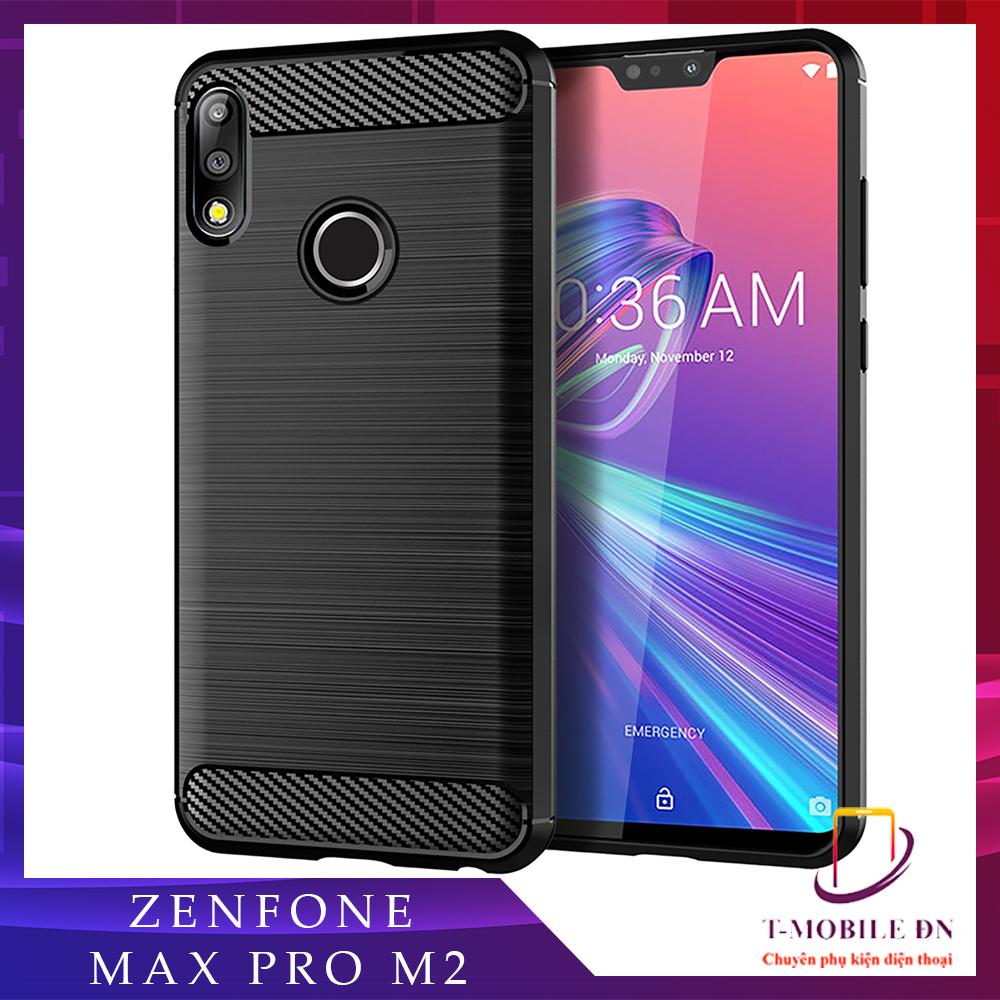 Ốp lưng Asus Zenphone Max Pro M2 silicone mềm Carbon phay xước chống sốc chống vân tay
