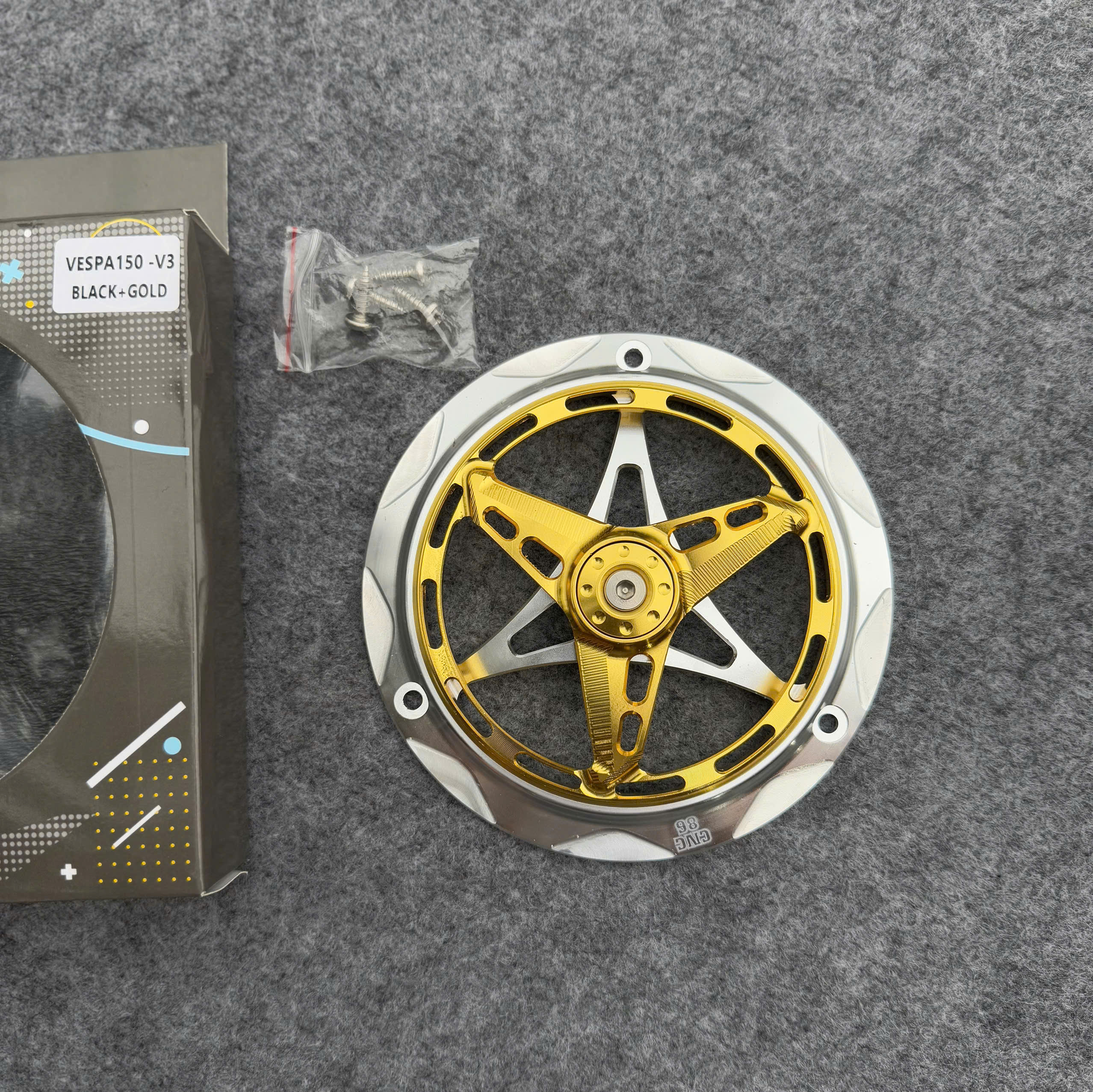  Ốp Quạt Gió CNC 86 RACING xoáy cho Vespa vision scoopy Janus Grande Full nhôm CNC Nổ Máy là Xoay 