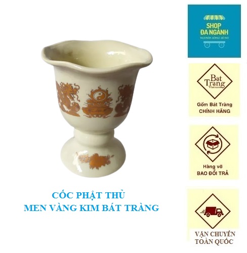 Cốc bày quả phật thủ D 12cm, men vàng kim cao cấp, sứ Bát Tràng