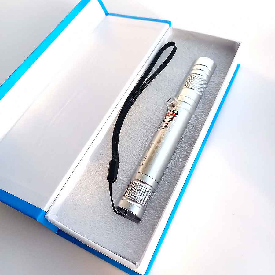 Đèn Laze Laser Công Trình Kan 710 14cm Sạc USB Vỏ Bạc Tia Xanh Lá