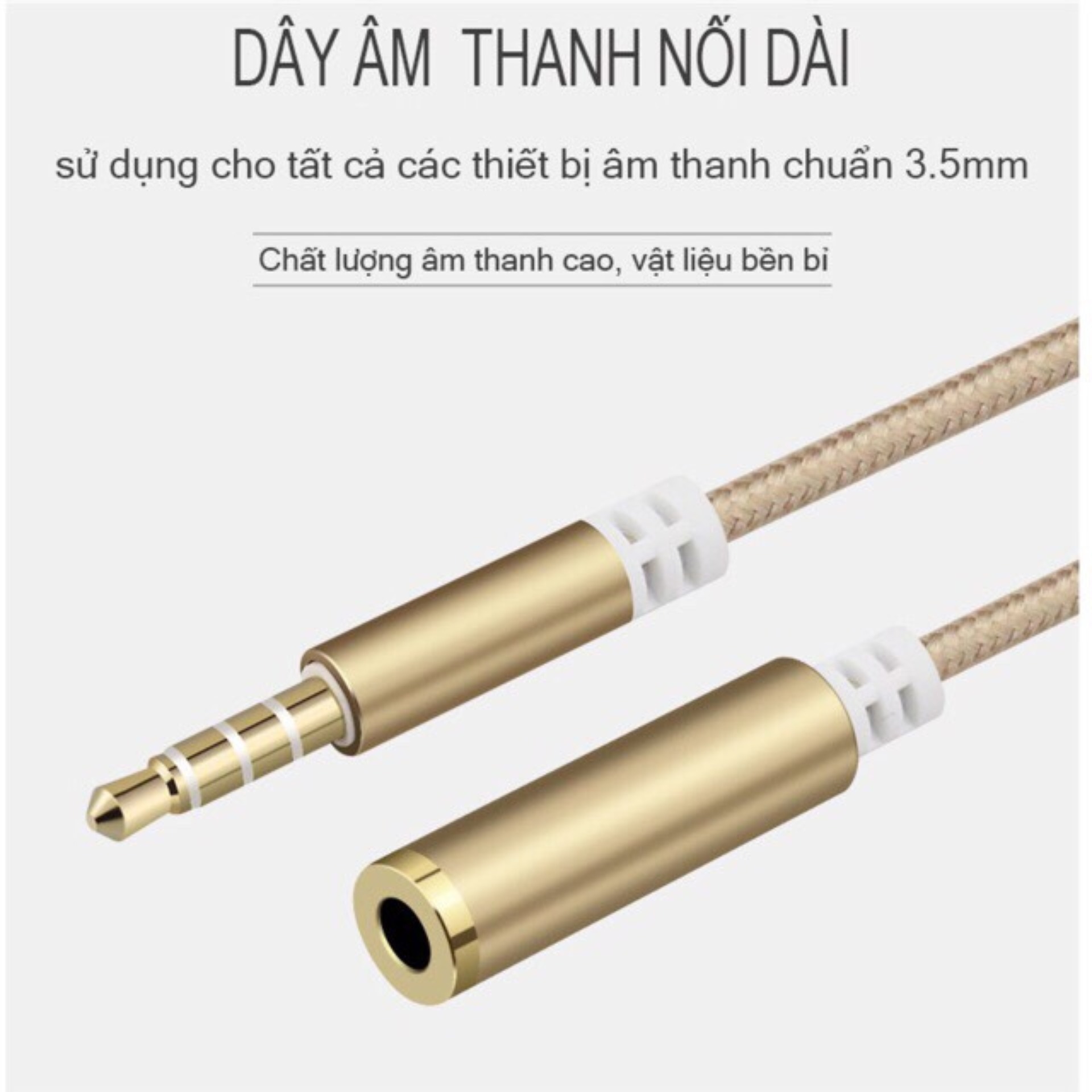 Dây nối dài âm thanh jack 3.5mm 4 khấc AUX cho tai nghe và các dây âm thanh chuẩn 3.5mm