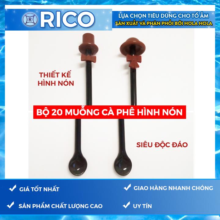 Bộ 20 cây muỗng cà phê hình nón Rico 0070 (Đen - Đỏ)