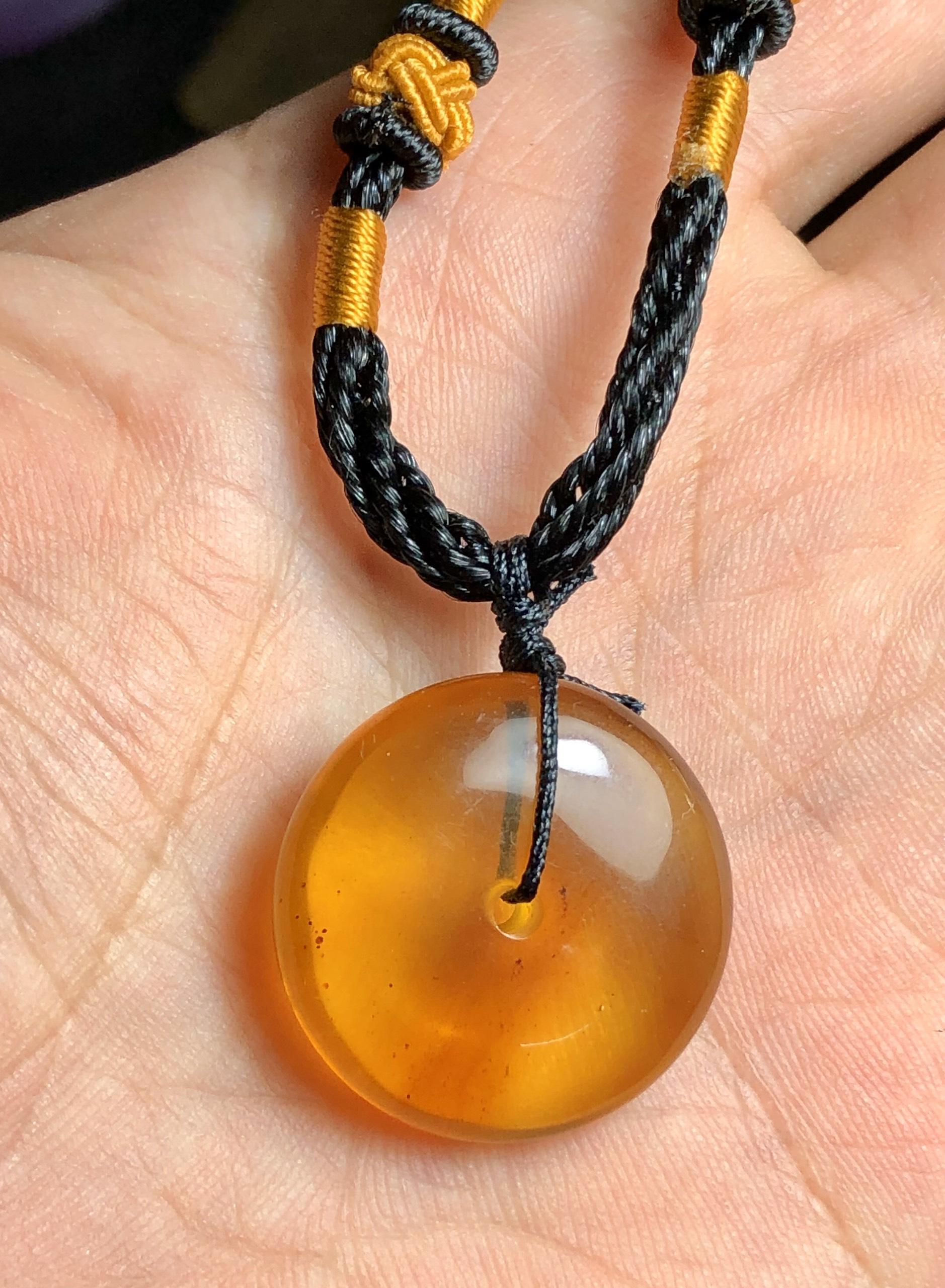 [FreeshipMAX] Đồng điếu hổ phách batic tự nhiên tặng kèm dây đeo