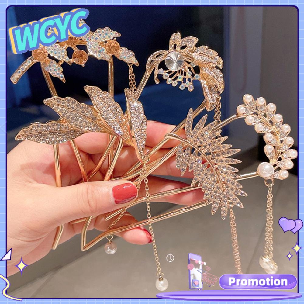 WCYC Kẹp Tóc Hình Chữ U Tạo Kiểu Đính Đá Cho Nữ Thời Trang Kẹp Tóc Pha Lê Nĩa Cài Tóc Ngọc Trai