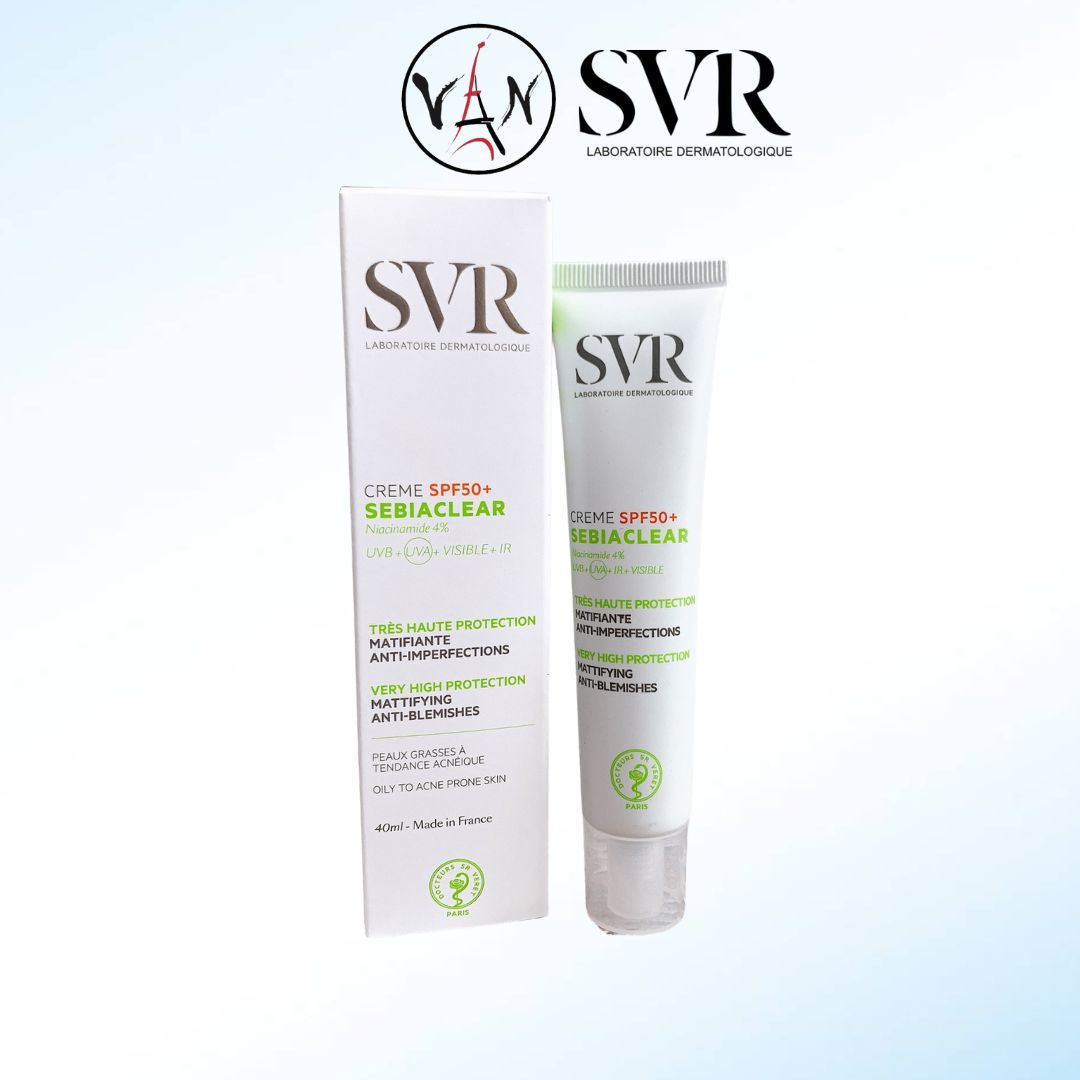 Kem chống nắng SVR Sebiaclear Creme Spf 50+ dành cho da mụn nhạy cảm, da nhờn, da hỗn hợp 40ml