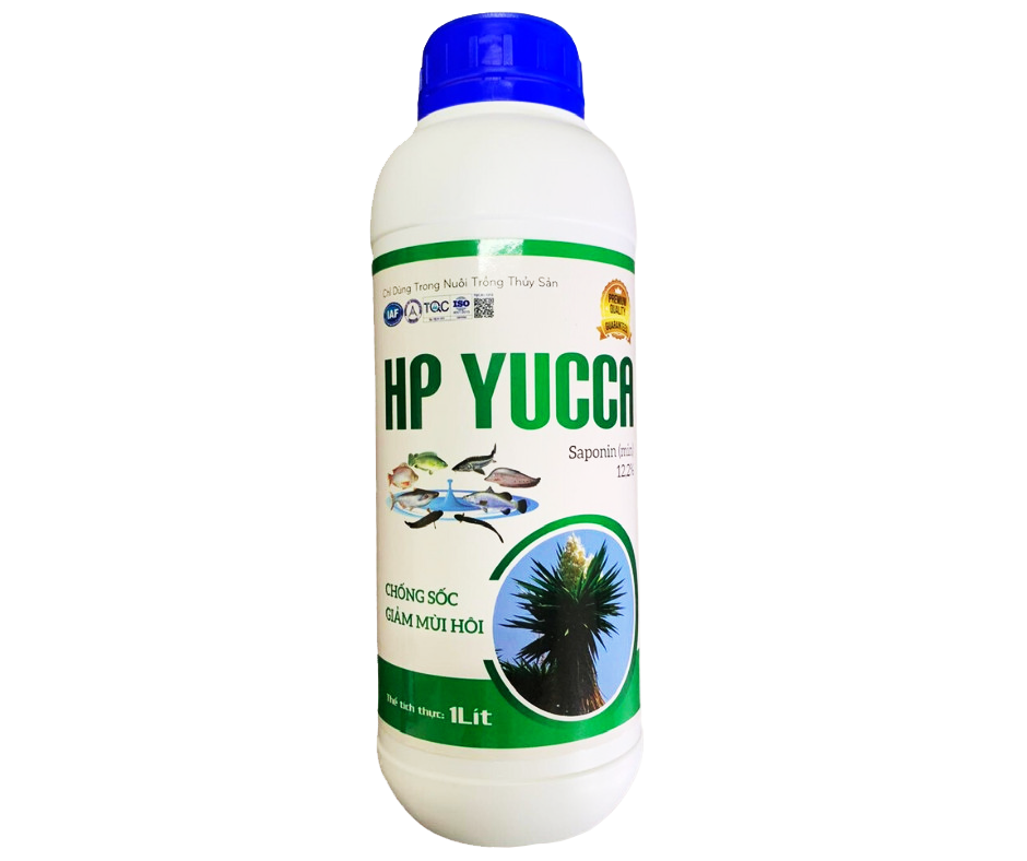 HP YUCCA (Cá, NÒNG NỌC, LƯƠN, ẾCH) - chống sốc, giảm mùi hôi CHAI 1 LÍT DẠNG NƯỚC DÙNG CHO THỦY SẢN
