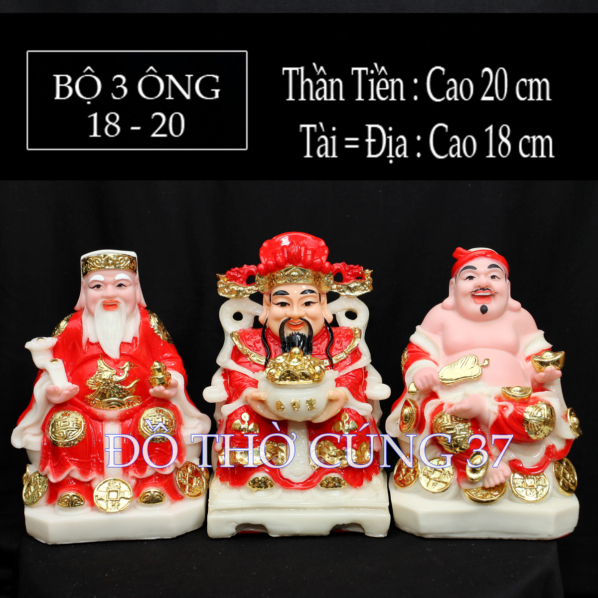 SIZE 145 20 SIZE 18 20 BỘ 3 ÔNG ÁO ĐỎ THẦN TÀI THỔ ĐỊA THẦN TIỀN COMPOSITE BỘT ĐÁ