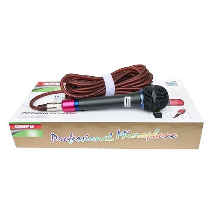 Micro karaoke Shupu 757 Âm thanh chuẩn có dây 6m phòng hát chuyên nghiệp âm thanh sắc nét chuẩn giongj