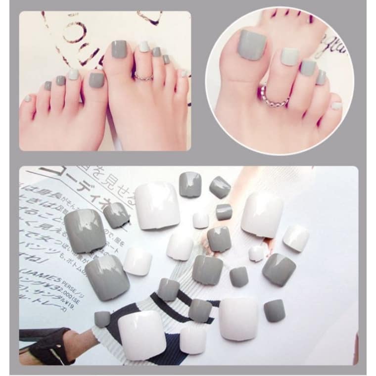 Bộ 24 Móng chân giả , nail giả C76 (kèm keo dán)