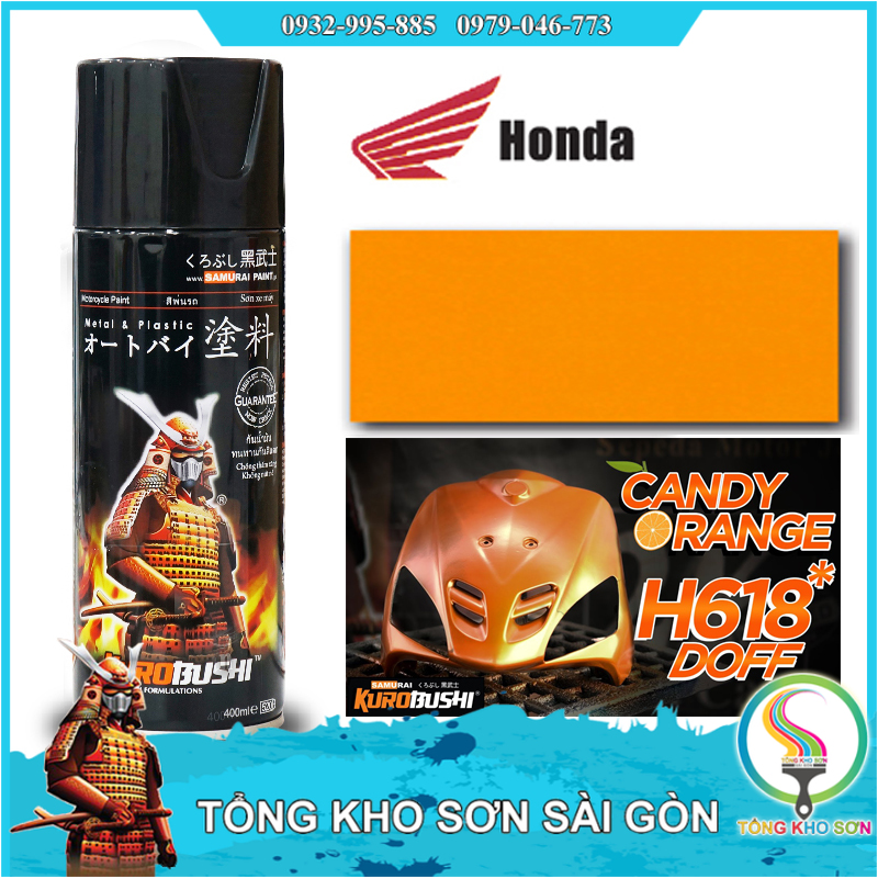Chai sơn samurai màu cam candy h618 - son xịt samurai